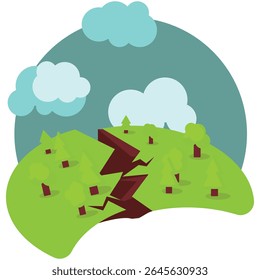 Earthquake vector disaster icon earth break scene