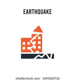 Icono vector del terremoto en fondo blanco. Icono del terremoto de color rojo y negro. Símbolo de signo de ilustración de elemento simple EPS