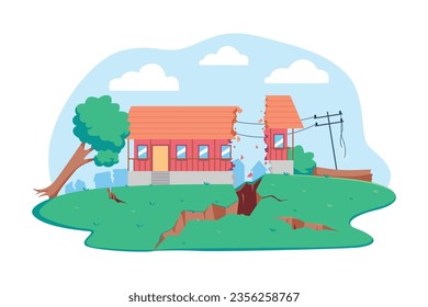 Earthquake vector illustration. Natural disaster vector illustration.