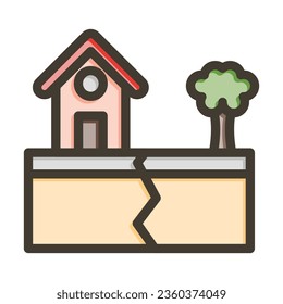 Earthquake Vector Thick Line Filled Colors Icon For Personal And Commercial Use.
