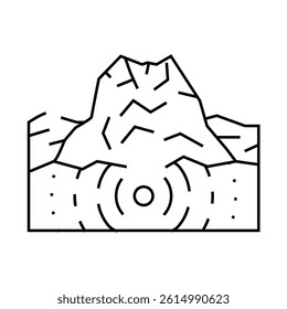 earthquake volcano line icon vector. earthquake volcano sign. isolated contour symbol black illustration