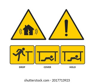 earthquake warning sign icon set isolated on white background