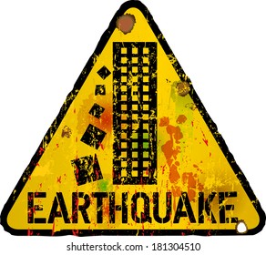  earthquake warning sign, vector