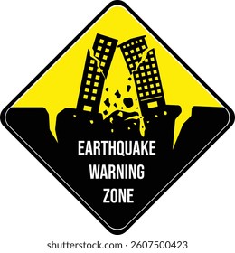Earthquake warning zone sign vector isolated on white background.