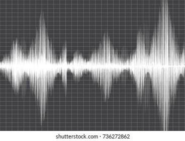 Earthquake Wave with line graph on Grey paper background,audio wave diagram concept,design for education and science,Vector Illustration.