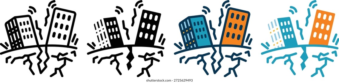 Icono de Web de terremoto colección de estilo múltiple