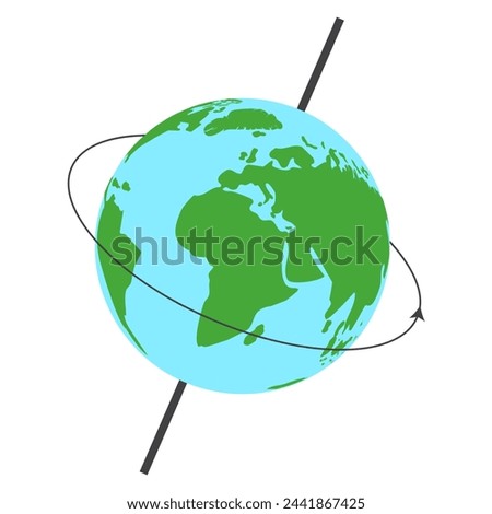 Earth's Axis Isolated Illustration with Earth Globe Rotation 