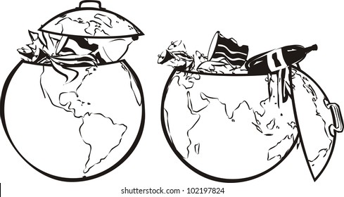 earth`s dumpster - black and white