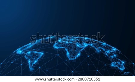 Earth's global digital network. World maps and continents are united by a digital network structure, symbolizing international communications, data transmission and the global digital infrastructure.