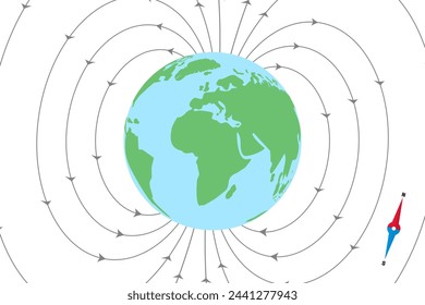 Earth's Magnetic Field or Magnetosphere Illustration