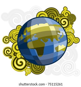 Earth's Polluted Atmosphere - Eastern Hemisphere Vector