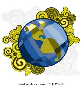 Earth's Polluted Atmosphere Vector - Western Hemisphere