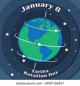 Earth,s Roatation day January 8, vector design