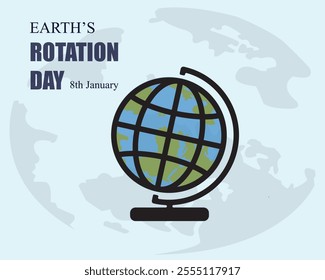 Earth's Rotation Day. 8 January. earth's rotation day poster, banner, card. holiday concept. flat illustration. background. earth icon. vector illustration.