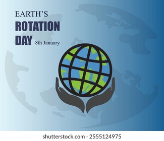 Earth's Rotation Day. 8 January. earth's rotation day poster, banner, card. holiday concept. flat illustration. background. earth icon. vector illustration.