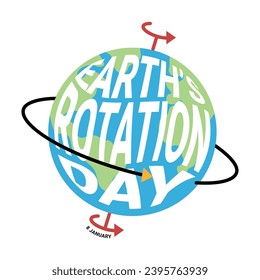 Earth's Rotation Day good for earth's rotation day celebration. Vector Illustration. Isolated in White