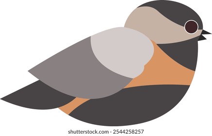 Ilustración de pájaro de bloque de color de tono de tierra con estilo minimalista