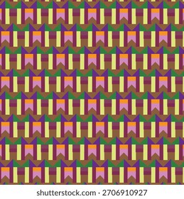 Patrón Abstractas geométrico de tonos terrestres con tonos profundos, columnas estructuradas, picos repetitivos y Formas en capas que crean un diseño decorativo cálido inspirado en Antiguas perfecto para tela y Fondo de pantalla.