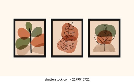 Earthtone Plant Shape Aesthetic Abstract Walldecor