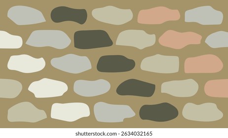 Formas irregulares em tons de terra empilhadas como uma parede de seixo sobre uma base bronzeada, adequado para projetos de design rústicos ou artesanais.