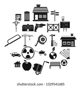 Earthwork icons set. Simple set of 25 earthwork vector icons for web isolated on white background