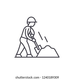 Earthworks line icon concept. Earthworks vector linear illustration, symbol, sign