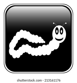 Earthworm button on white background. Vector illustration.