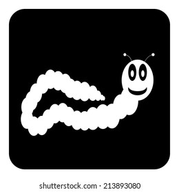 Earthworm button on white background. Vector illustration.