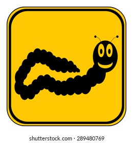 Earthworm button on white background. Vector illustration.
