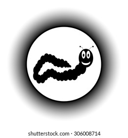 Earthworm button on white background. Vector illustration.