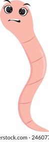 Earthworm Cartoon Character in Flat Design. Isolated on White Background. Vector Illustration