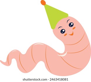 Earthworm Cartoon Character Isolated on White Background. Earthworm Mascot. Vector Illustration