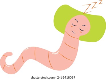 Earthworm Cartoon Character Isolated on White Background. Earthworm Mascot. Vector Illustration