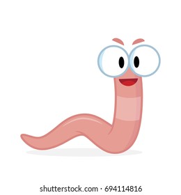 Earthworm Cartoon Cute Smiling Face 