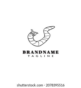 earthworm cartoon logo template icon black modern simple vector illustration