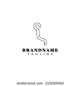 earthworm cartoon logo template icon design black modern isolated vector illustration