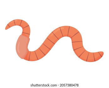 Earthworm in cartoon style. Illustration for animals, nature, fishing.