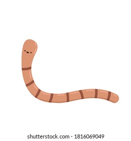 Vector de dibujos animados de gusanos de tierra. Gusano de tierra sobre fondo blanco.
