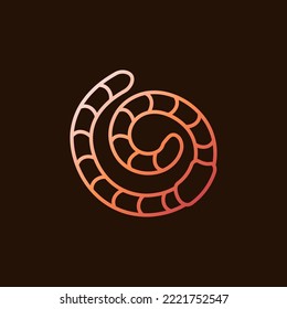 Icono colorido de la lombriz de tierra. Símbolo de esquema de concepto de vector de gusano en fondo oscuro