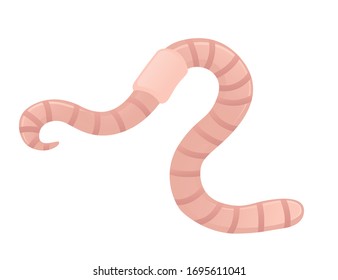 Earthworm crawling cartoon worm design flat vector illustration isolated on white background