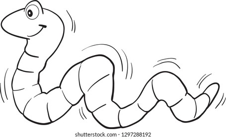 Earthworm crawling on white background illustration - Vector