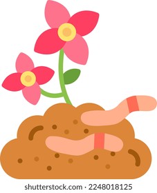 Earthworm Flat Vector Icon Design