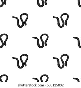 Earthworm icon in black style isolated on white background. Insects pattern stock vector illustration.