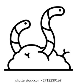 Erdwurm-Symbol, das auf einer Erdwolke kriecht