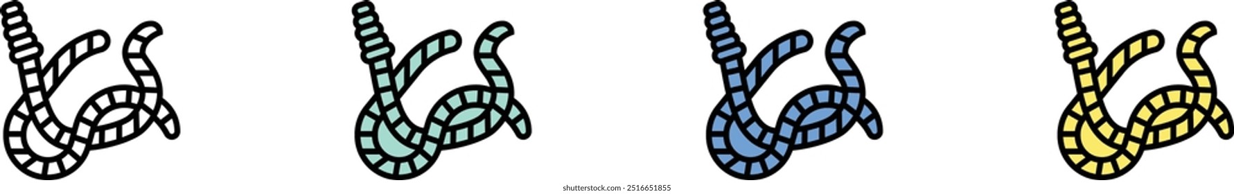 earthworm icon. Outline, Green, Blue and Yellow Style Design Isolated On White Background