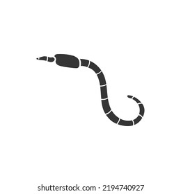 Earthworm Icon Silhouette Illustration. Worm Vector Graphic Pictogram Symbol Clip Art. Doodle Sketch Black Sign.