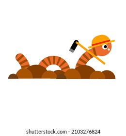 Una ilustración de la lombriz de tierra sobre el fondo del aislamiento.