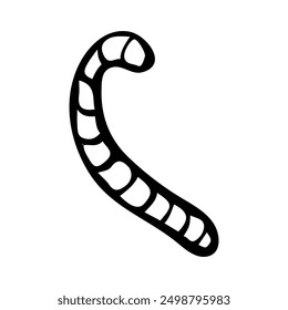 Earthworm insect hand drawn in doodle style. Underground animal worm wildlife. Vector line art illustration.