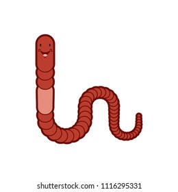 Earthworm isolated. Worm on white background. Vector illustration