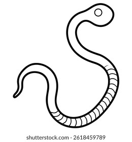 Earthworm line art vector on white background